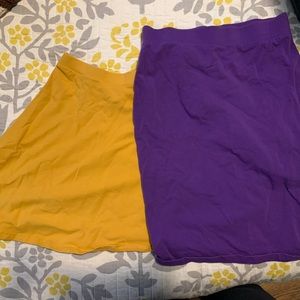 Lot of 2 Jersey Skirts - Purple & Yellow Size S/M